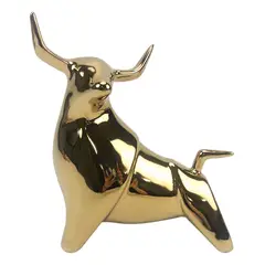 JUST HOME COLLECTION - Escultura Toro Cerámica 18.5x20.5cm Oro Gold