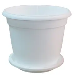 CASA BONITA - Matera Plástica Cónica Genova Con Plato 12x14cm Blanco
