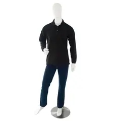 DQ - Mp Camiseta Tipo Polo Manga Larga Negra _ Pmlngts