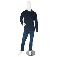 DQ - Mp Camiseta Tipo Polo Manga Larga Azul Oscuro _ Pmlazts