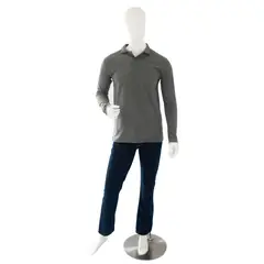 DQ - Camiseta Tipo Polo Manga Larga Gris _ Pmlgrts