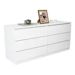 RTA DESIGN - Comoda Doble 6 Cajones Asteria 71X153X50 Blanco