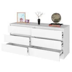 RTA DESIGN - Comoda Doble 6 Cajones Asteria 71X153X50 Blanco