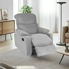 ELITE LIVING - Silla Reclinable Velara Estática Microfibra Gris Claro