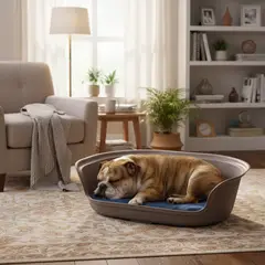 RIMAX - Cama Para Mascotas Ovalada 78x56x22cm Grande Mocca