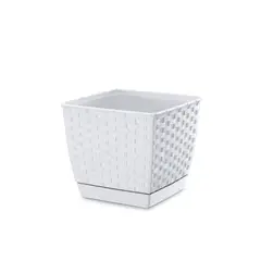 TUMATERA - Matera Ratán Sintético Tejido Cuadrado Ratolla 25Cm Blanco