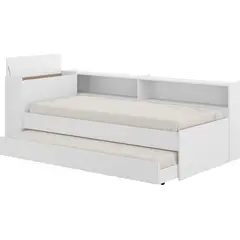 AKIVOY - Cama Nido Sencilla Multimueble con Balda y Arco para Colchón Blanco 80X215X110