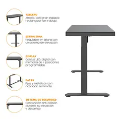 BONNO - Escritorio Regulable Skala 121X60X120 Negro