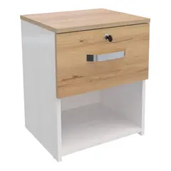 JUST HOME COLLECTION - Mesa de Noche 1 Cajón 40x50x35cm Madera Natural Blanco