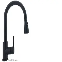STYLOS EN BRONCE - Grifería De Lavaplatos Monocontrol Pull Out Matte Cuello Curvo Negro Consumo 8.3 l/min