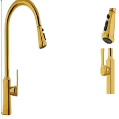 STYLOS EN BRONCE - Grifería Monocontrol Lavamanos Alta Keah Extraible Dorada Consumo 8.3 l/min