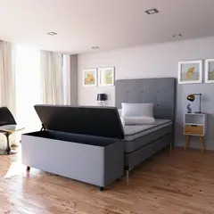 KAIU HOME - Combo Best 140 Base cama + colchón + cabecero + almohadas + protector + puff baúl Gris