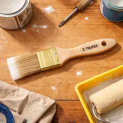 TRUPER - Brocha de 1.1/2'' Con Cerdas Sintéticas y Mango de Madera