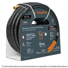 TRUPER - Manguera para Compresor de Caucho 15 m 1/4 Pulgadas Npt 300 Psi