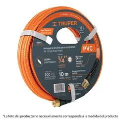 TRUPER - Manguera para Compresor de PVC 15 m 1/4 Pulgadas Npt 300 Psi