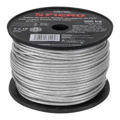 FIERO - Guaya de Acero 3/32'' Recubierta Pvc de 75 M. Carga 360 kg