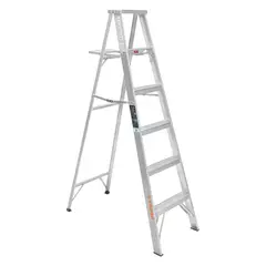 TRUPER - Escalera 1.8 m 6 Escalones 5 Peldaños Tijera con Bandeja Aluminio Tipo III 150 kg
