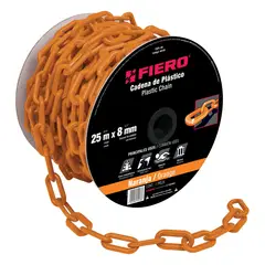 FIERO - Carrete de Cadena Plástica Naranja de 25 M. Espesor 8 Mm
