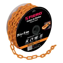 FIERO - Carrete de Cadena Plástica Naranja de 25 M. Espesor 5 Mm