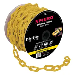 FIERO - Carrete de Cadena Plástica Amarilla de 25 M. Espesor 8 Mm
