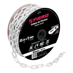 FIERO - Carrete de Cadena Plástica Blanca de 25 M. Espesor 5 Mm