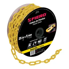 FIERO - Carrete de Cadena Plástica Amarilla de 25 M. Espesor 5 Mm