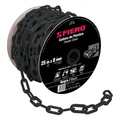 FIERO - Carrete de Cadena Plástica Negra de 25 M. Espesor 8 Mm