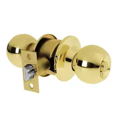 HERMEX - Cerradura O Chapa para Habitación. Tipo Esfera Latón Claro
