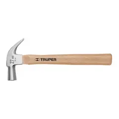 TRUPER - Martillo Pulido de 16 Oz con Mango de Madera Uña Curva