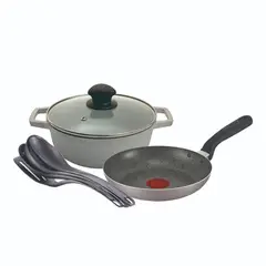 IMUSA - Juego Sarten 20 Cm Talent + Caldero 20 Cm + Juego 4 Utensilios