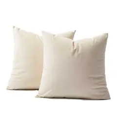 BANZAY - Funda X2 Cojines Decorativos Cuadrados En Tela - Marfil