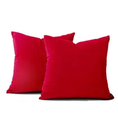 BANZAY - Funda X2 Cojines Decorativos Cuadrados En Tela - Rojo