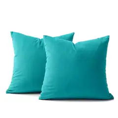 BANZAY - Funda X2 Cojines Decorativos Cuadrados En Tela - Turquesa