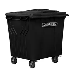 COLEMPAQUES - Contenedor Con Ruedas Rectangular 1100 Litros Negro