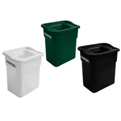 COLEMPAQUES - Kit Canecas Rectangulares 35 Litros Tapa Orificio Blanca Verde Negra