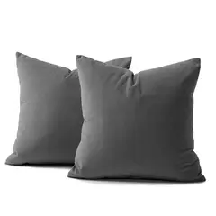 BANZAY - Cojín X2 Decorativo Cuadrado En Tela - Gris Oscuro