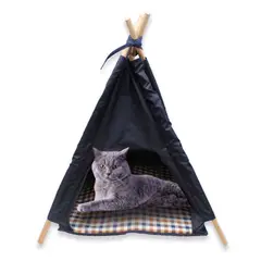 PETIZOOS - Carpa Teepee Mascotas 60X48X48Cm Mediano Azul Oscuro
