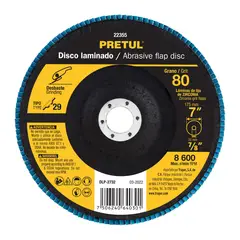 PRETUL - Disco Laminado Flap de 7'' Centro 7/8'' Grano 80