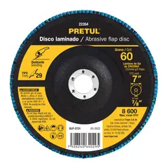 PRETUL - Disco Laminado Flap de 7'' Centro 7/8'' Grano 60