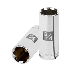 TRUPER - Copa Estándar Larga 3/4'' de 6 Puntas Cuadrante de 3/8''