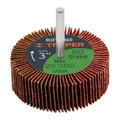 TRUPER - Rueda Flap de 3'' con Zanco de 1/4'' y Grano 60