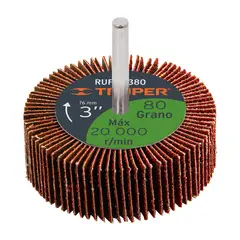 TRUPER - Rueda Flap de 3'' con Zanco de 1/4'' y Grano 80