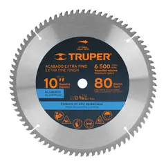TRUPER - Disco Sierra Aluminio de 10'' Centro 5/8'' 80 Dientes