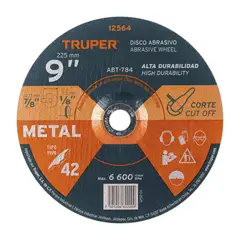 TRUPER - Disco para Corte de Metal de 9'' 3.2 mm 6.650 Rpm