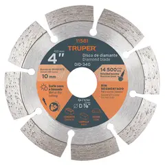 TRUPER - Disco de Diamante Rin Segmentado de 4'' Centro 7/8''
