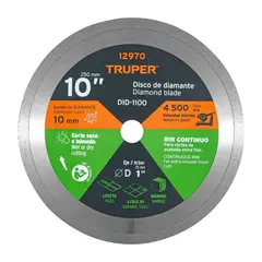TRUPER - Disco de Diamante Rin Continuo de 10'' Centro 7/8''