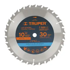 TRUPER - Disco Sierra Madera de 10'' Centro 5/8'' 30 Dientes