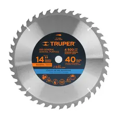 TRUPER - Disco Sierra Madera de 14'' Centro 1'' 40 Dientes
