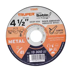 TRUPER - Disco Corte Extrafino de Metal de 4.1/2'' Alto Rendimiento