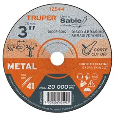 TRUPER - Disco Corte Extrafino de Metal de 3'' Alto Rendimiento